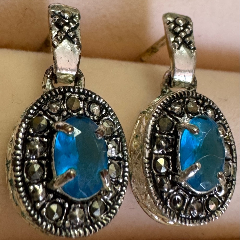 Earring Studs, Blue Topaz & Sterling
Silver